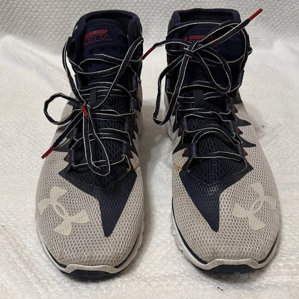 Under Armour Project Rock Delta Charged Navy and White Star Sneakers - Picture 2 of 8